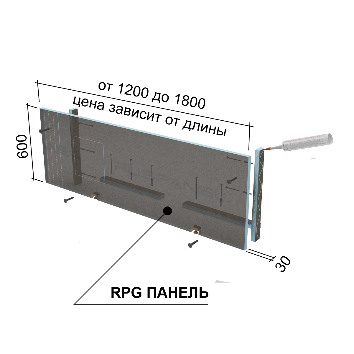 Экран под ванну Руспанель РПГ (Ruspanel RPG) 1800х600 мм
