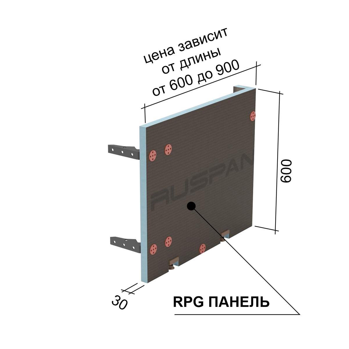 Торцевая сторона экранов Руспанель РПГ (Ruspanel RPG) 900х600 мм